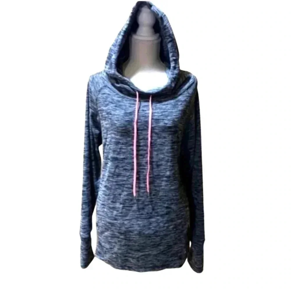 Womens Large Lukka Gray Hoodie With Pink Strings, Fall Clothing